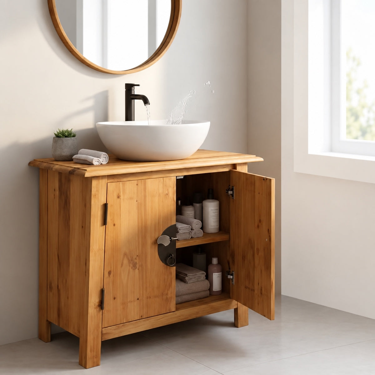 Meuble Sous Vasque Salle de Bain | Rétro & Rustique | oryabain